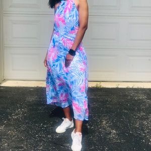 Pleated halter neck hi lo maxi dress size 4